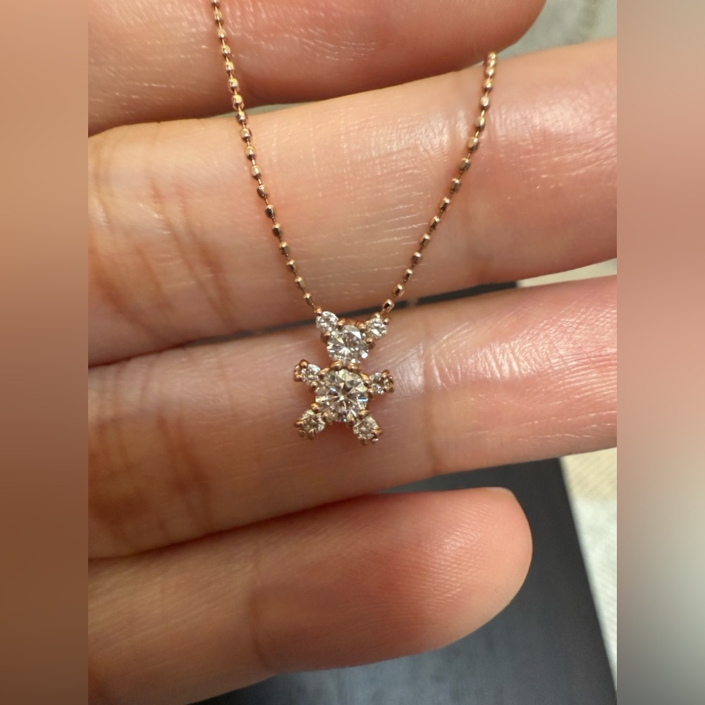 14k Rose Gold Diamond Teddy Bear Necklace